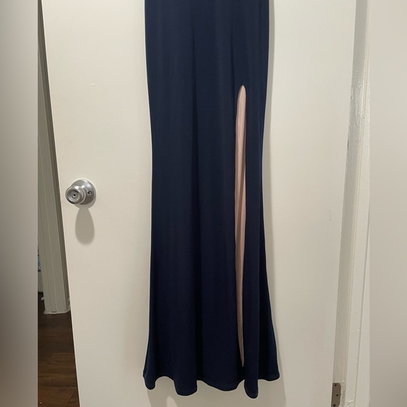 Elegant Navy Off-Shoulder Evening Dress/ Wedding Guest Dress - Picture 5 of 8